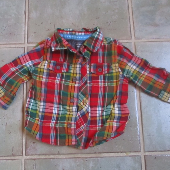 Joe Fresh Plaid Button Down Shirt Long-sleeve Baby Boy Size 3-6 months - Picture 1 of 5